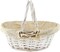 Wicker Basket w/Handles (White-Painted), for Easter, Picnics, Gifts, Home Decor and More, 13 x 10 x 6 Inches